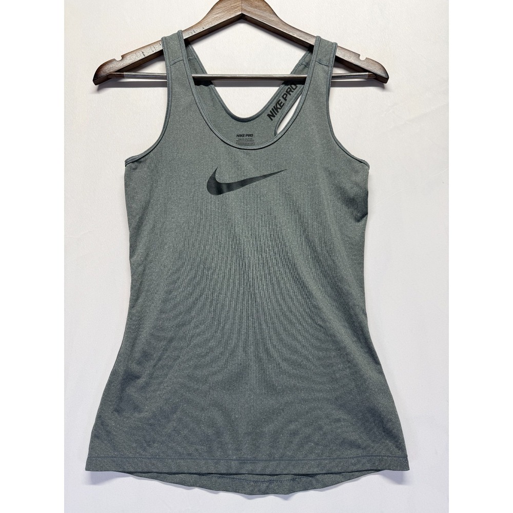 Nike Pro Tank Top Women Small Heather Gray Dri Fit Racerback Athleisure Training